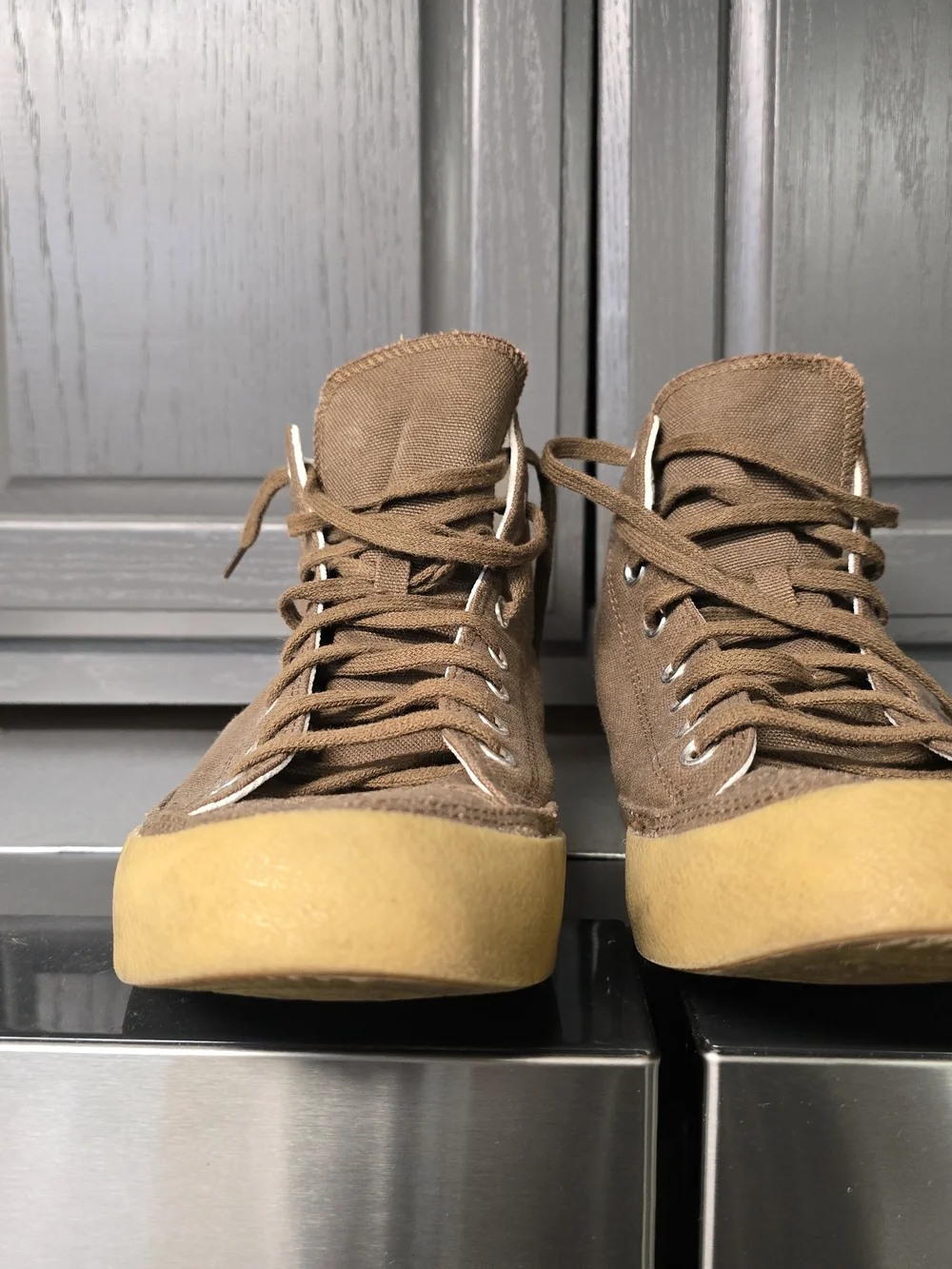 Converse Brown Canvas High-Top Sneakers with Gum Sole